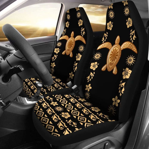 Turtle And Plumeria Hawaiian Car Seat Covers Set Of