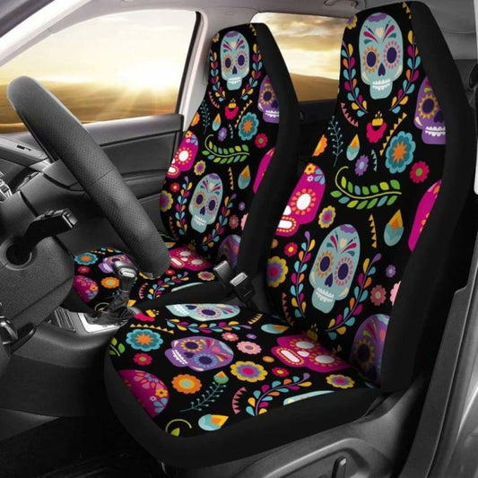 Set Seat Cover Sugar Skulls