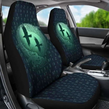 Viking Odin'S Eye Ravens Hugin And Munin Car Seat Covers