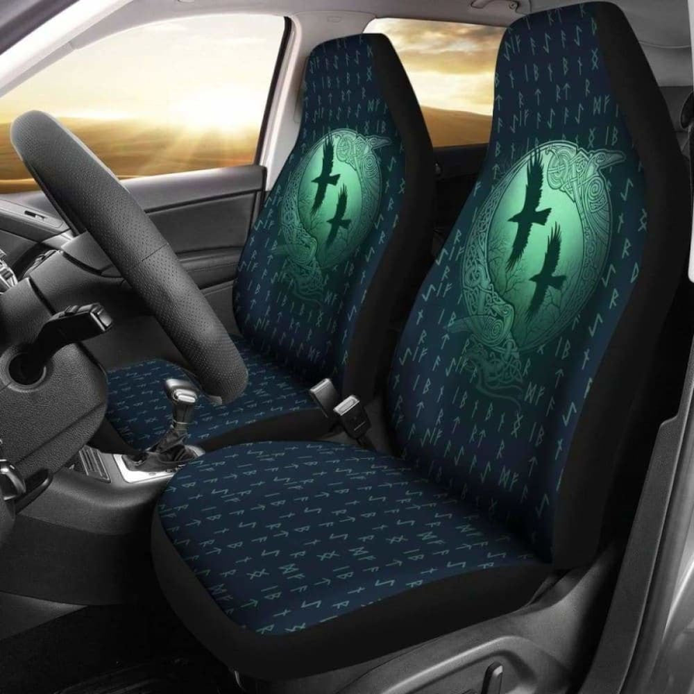 Viking Odin'S Eye Ravens Hugin And Munin Car Seat Covers