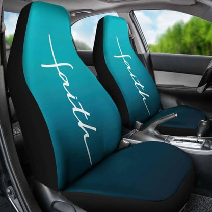 Faith Teal Ombre Car Seat Covers Religious Christian Themed