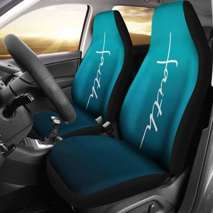 Faith Teal Ombre Car Seat Covers Religious Christian Themed