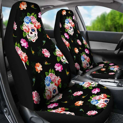 Set Seat Cover Flower Skull Gothic Car Seat Covers