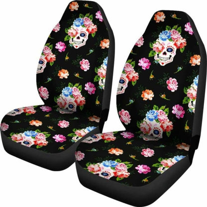 Set Seat Cover Flower Skull Gothic Car Seat Covers