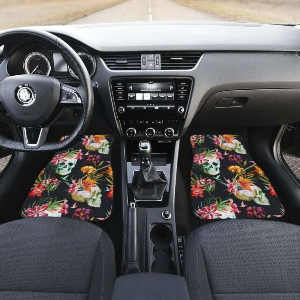 Set Of Pcs Floral Sugar Skull Car Mat
