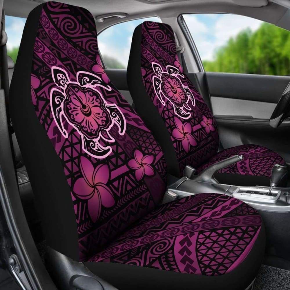 Hawaii Mix Polynesian Turtle Plumeria Car Seat Covers - Pink -