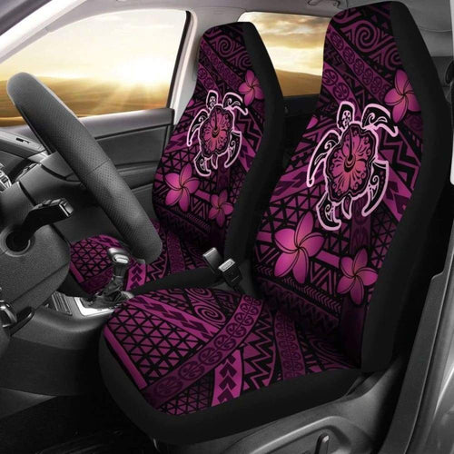 Hawaii Mix Polynesian Turtle Plumeria Car Seat Covers - Pink -