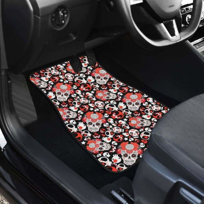 Set Of Pcs Floral Day Of The Dead Sugar Skull Car Mats