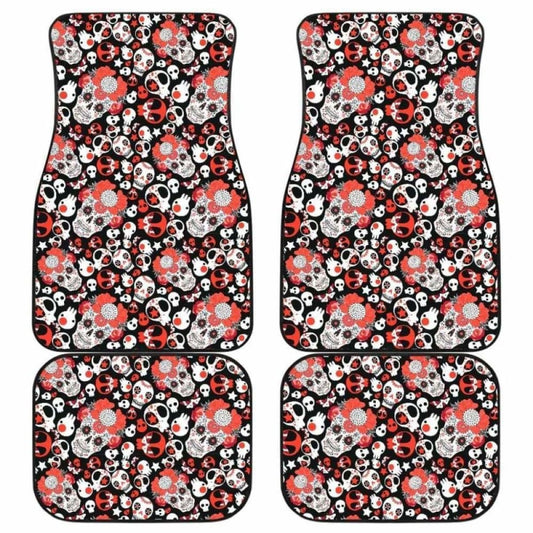 Set Of Pcs Floral Day Of The Dead Sugar Skull Car Mats