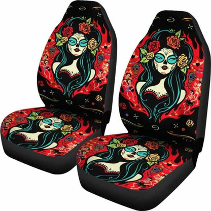 Set Seat Cover Sugar Skulls