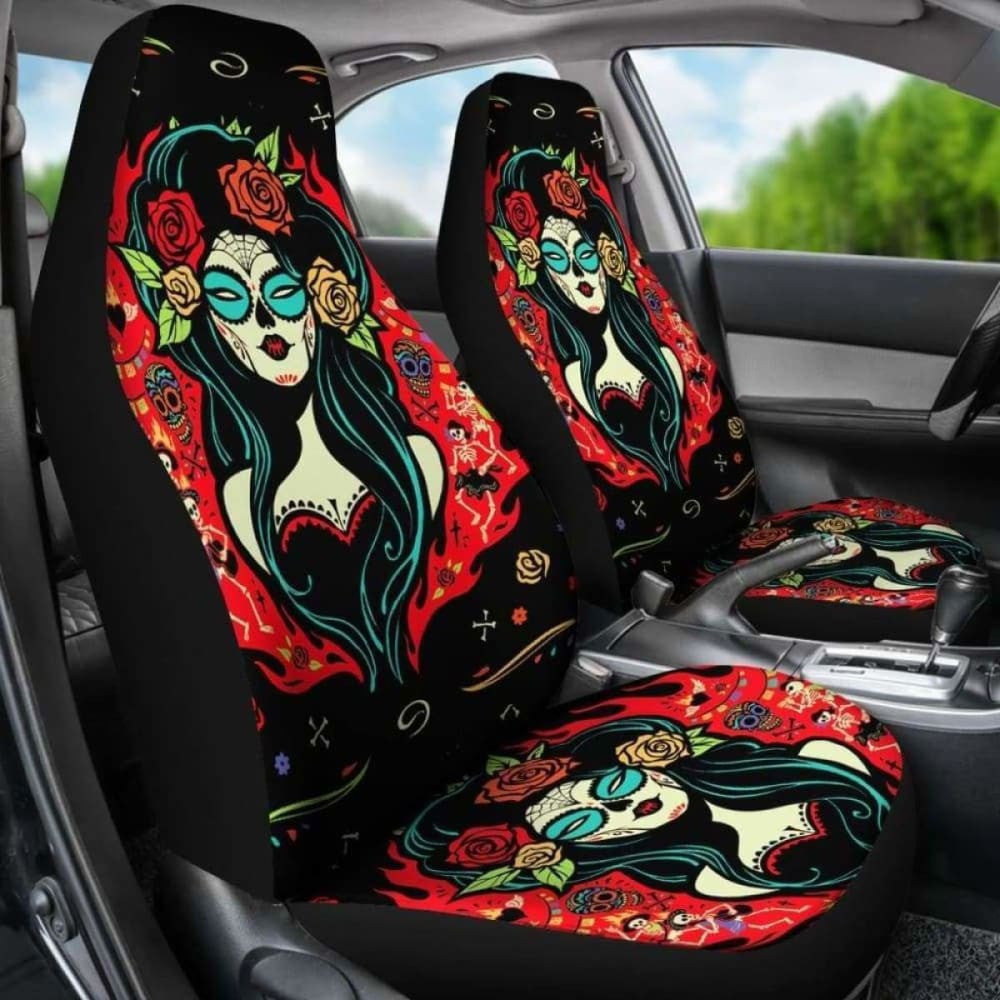 Set Seat Cover Sugar Skulls