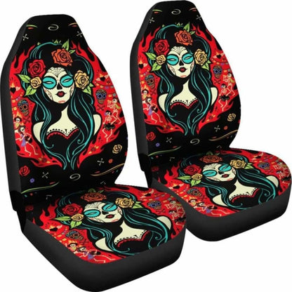 Set Seat Cover Sugar Skulls