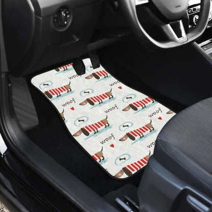 Cute Dachshund Bone Pattern Front And Back Car Mats