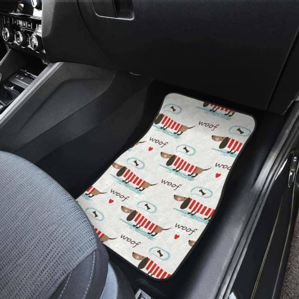 Cute Dachshund Bone Pattern Front And Back Car Mats