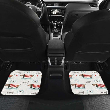 Cute Dachshund Bone Pattern Front And Back Car Mats