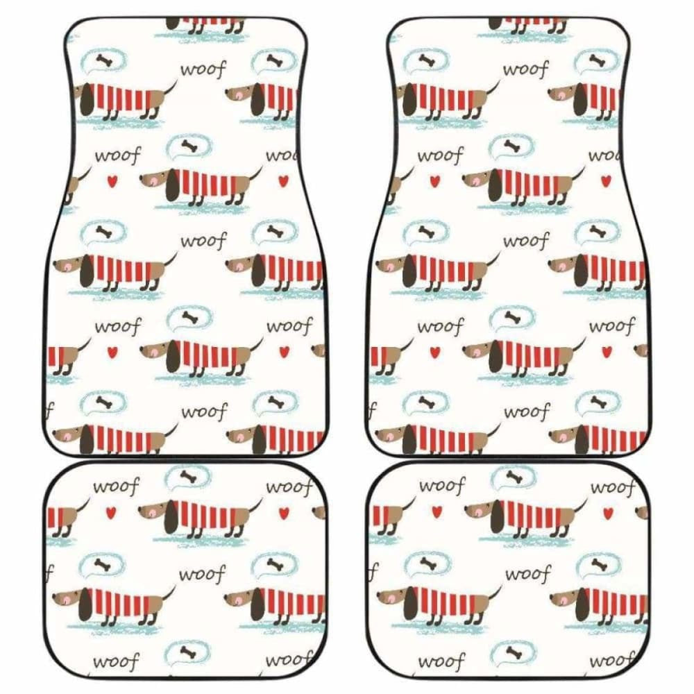 Cute Dachshund Bone Pattern Front And Back Car Mats