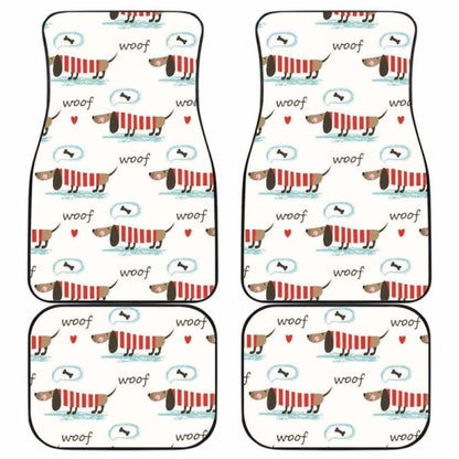 Cute Dachshund Bone Pattern Front And Back Car Mats