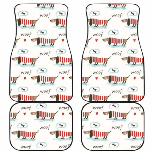 Cute Dachshund Bone Pattern Front And Back Car Mats