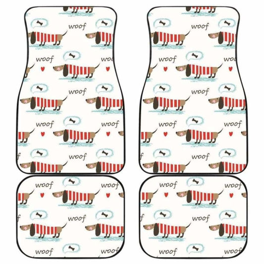 Cute Dachshund Bone Pattern Front And Back Car Mats