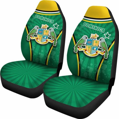 Dominica Green Car Seat Covers Circle Stripes Flag Version Amazing