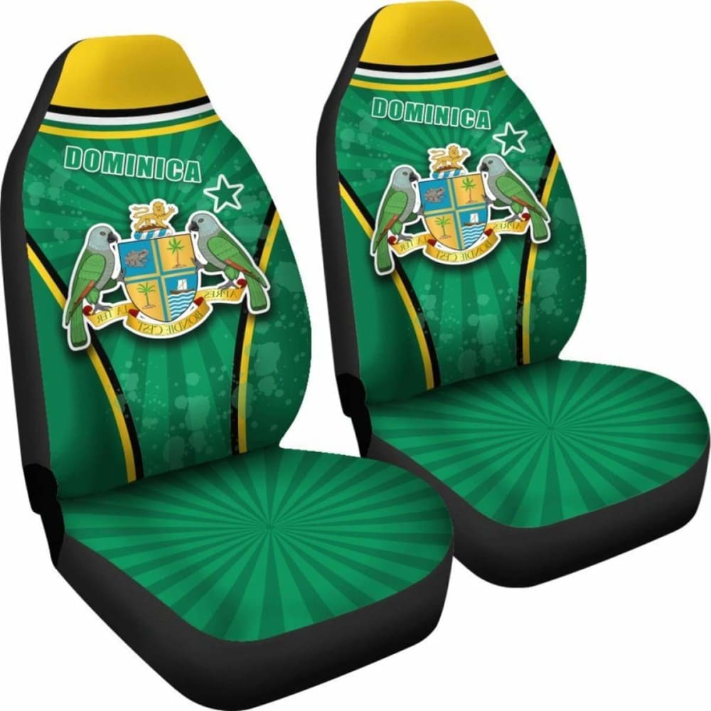 Dominica Green Car Seat Covers Circle Stripes Flag Version Amazing
