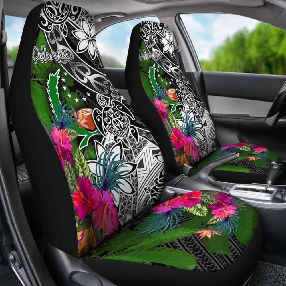 Pohnpei Car Seat Covers - Turtle Plumeria Banana Leaf - Amazing