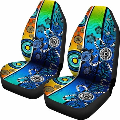 Australia Aboriginal Car Seat Covers  - Indigenous Turtle Dot Painting Art -
