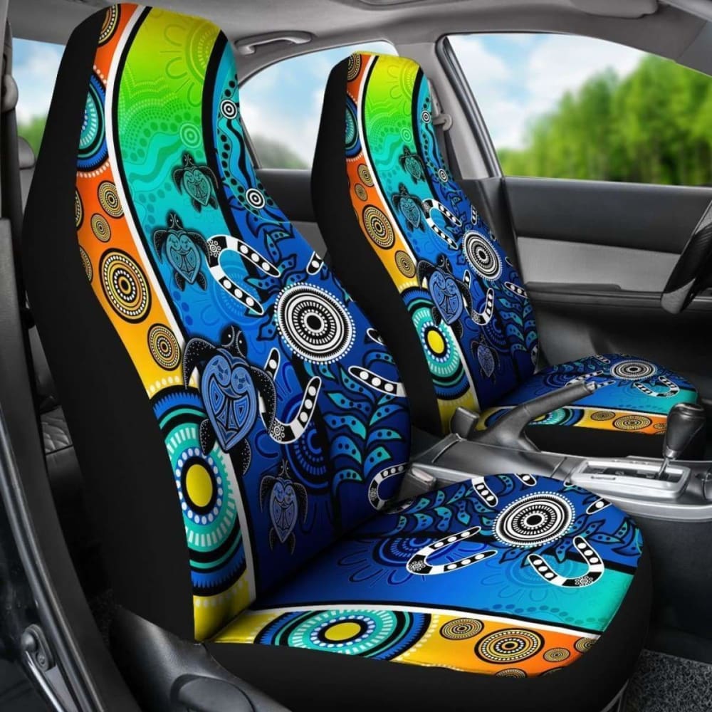Australia Aboriginal Car Seat Covers  - Indigenous Turtle Dot Painting Art -