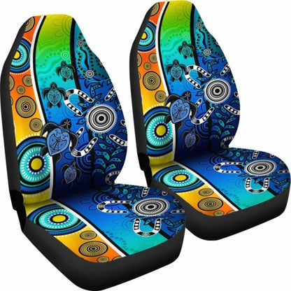 Australia Aboriginal Car Seat Covers  - Indigenous Turtle Dot Painting Art -