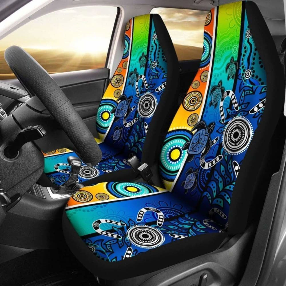 Australia Aboriginal Car Seat Covers  - Indigenous Turtle Dot Painting Art -