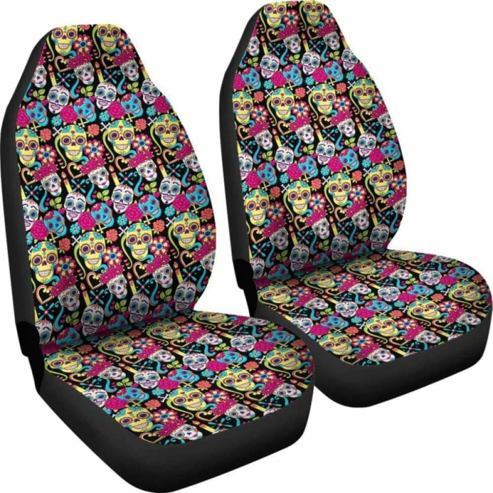 Set Of Sugar Skull Seat Covers