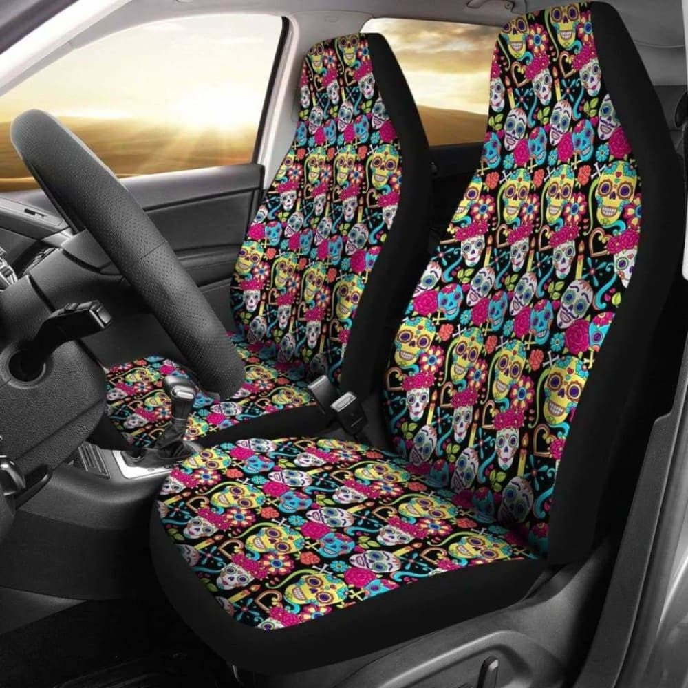 Set Of Sugar Skull Seat Covers