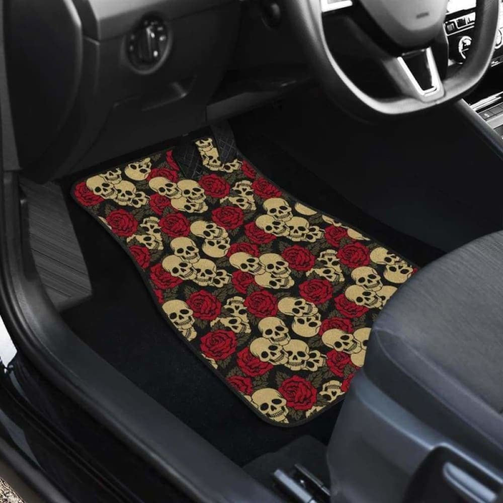 Set Of Pcs Floral Sugar Skull Car Mat