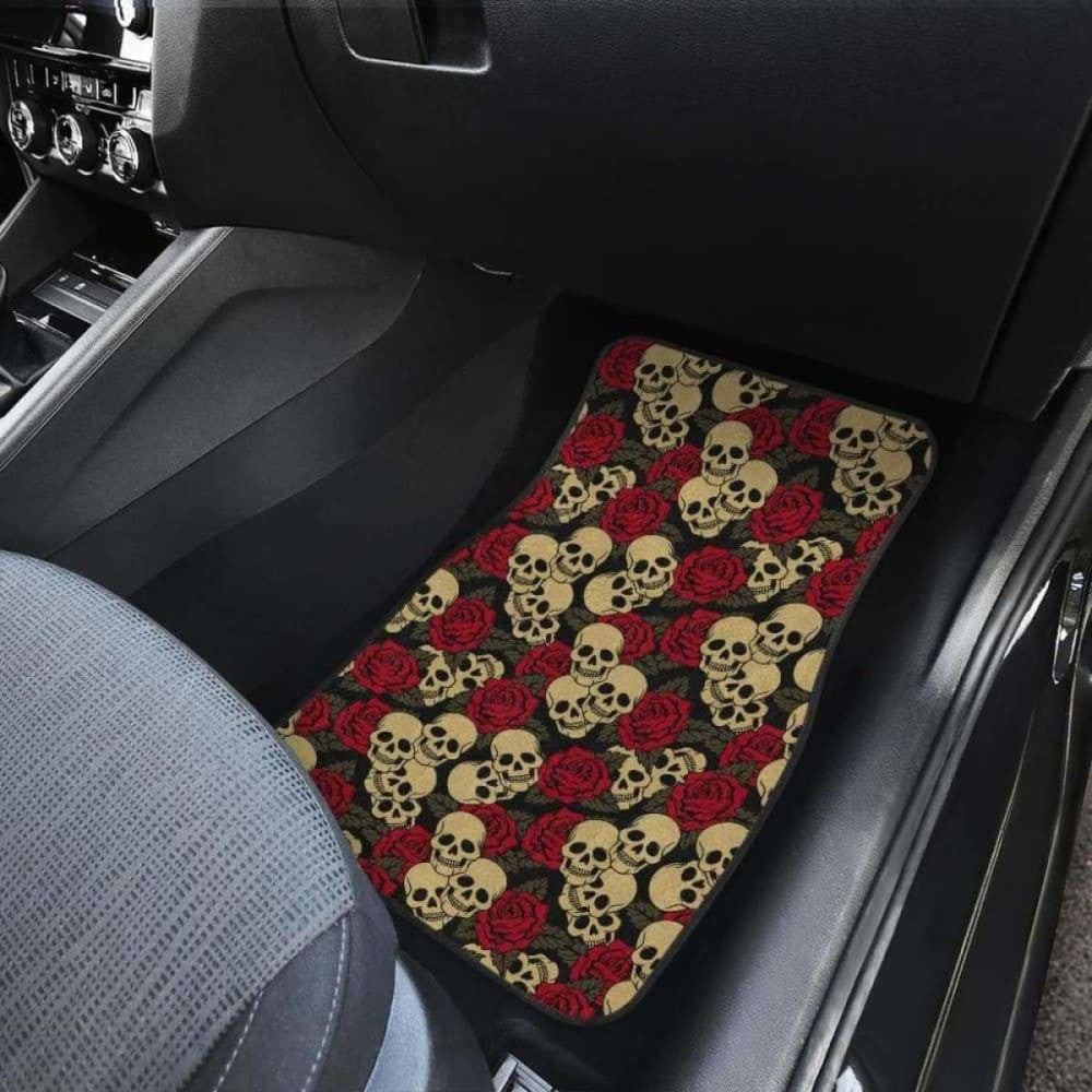 Set Of Pcs Floral Sugar Skull Car Mat