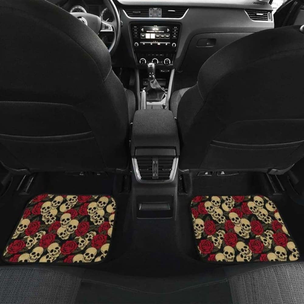 Set Of Pcs Floral Sugar Skull Car Mat