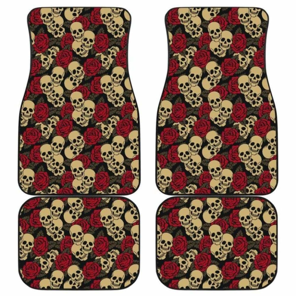 Set Of Pcs Floral Sugar Skull Car Mat