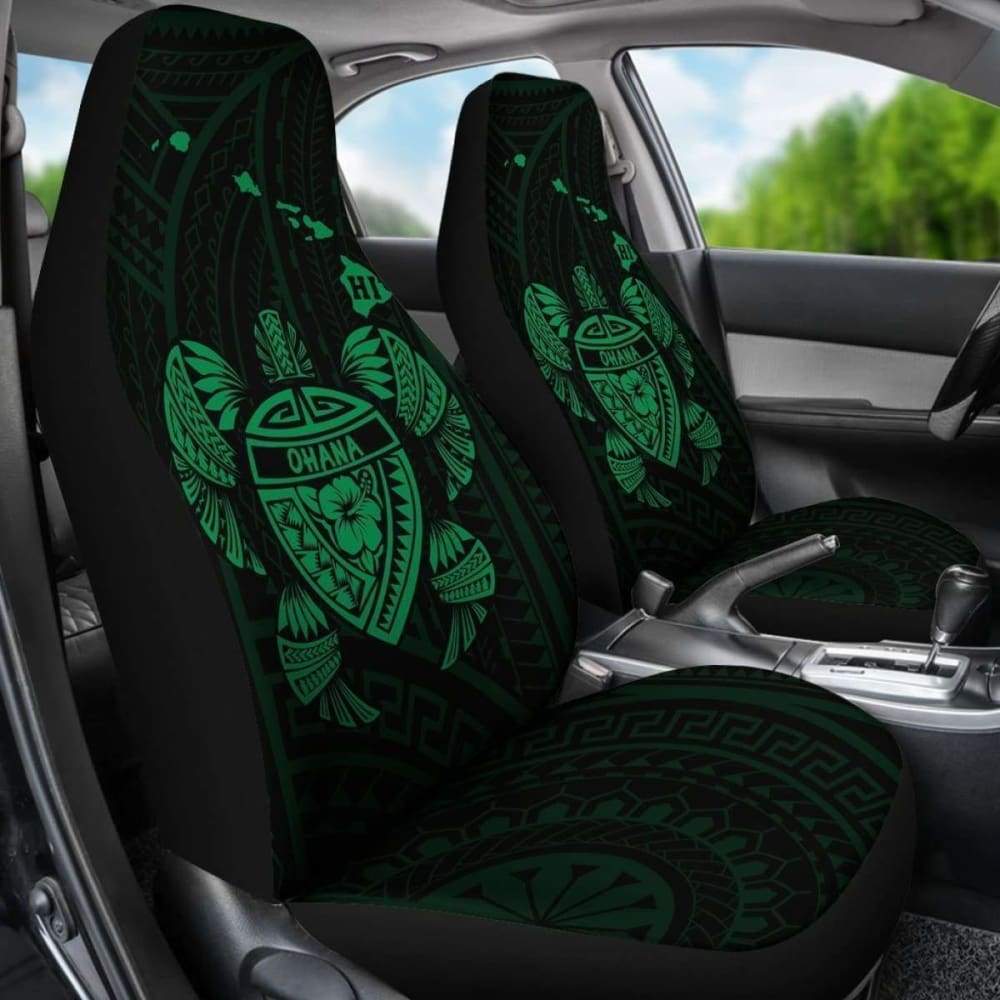 Hawaii Turtle Hibiscus Map Car Seat Covers - Green - New -