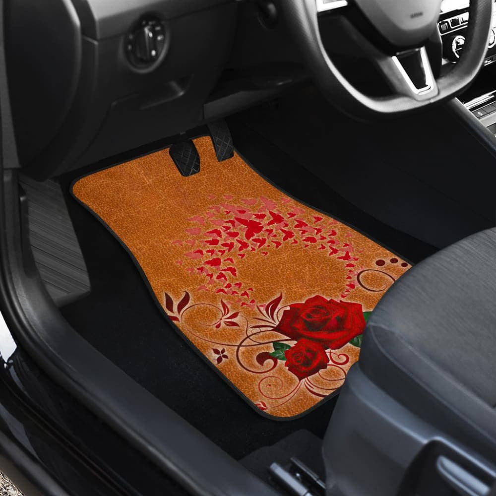 Girly Flower Rose and Butterfly Car Floor Mats