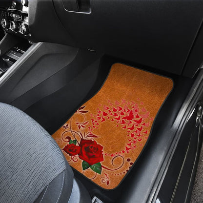 Girly Flower Rose and Butterfly Car Floor Mats