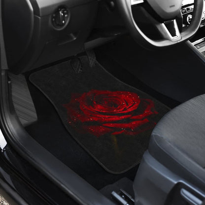Car Floor Mats Rose Flower on Black Background