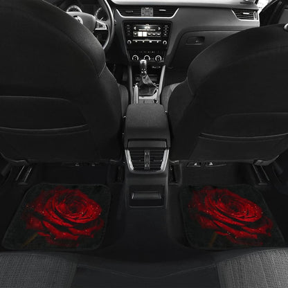 Car Floor Mats Rose Flower on Black Background