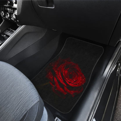 Car Floor Mats Rose Flower on Black Background