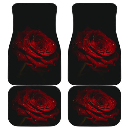 Car Floor Mats Rose Flower on Black Background
