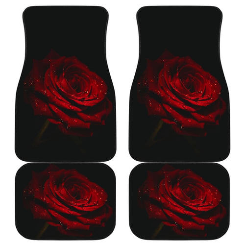 Car Floor Mats Rose Flower on Black Background