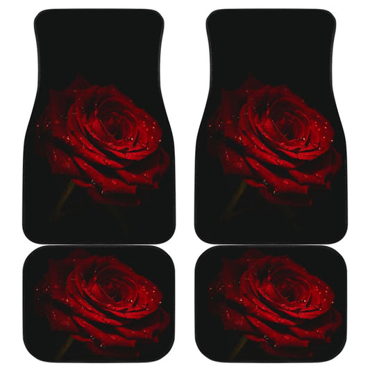 Car Floor Mats Rose Flower on Black Background