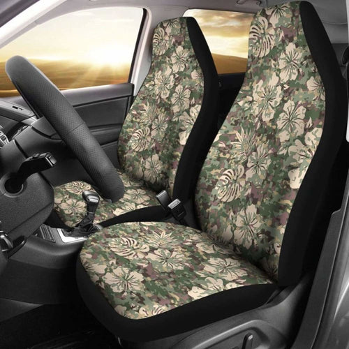 Hawaii Camo Hibiscus Palm Leaf Car Seat Covers