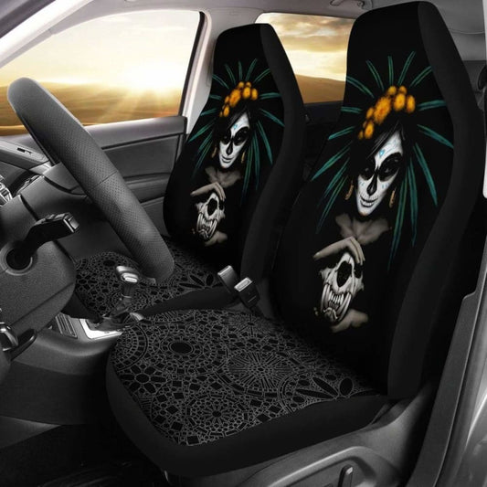 Black Sugar Skull Car Seat Covers Amazing