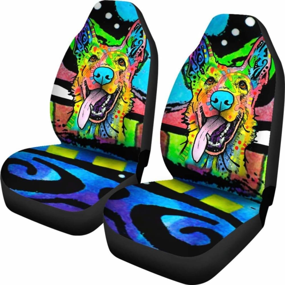 German Shepherd Design Car Seat Covers Colorful Back