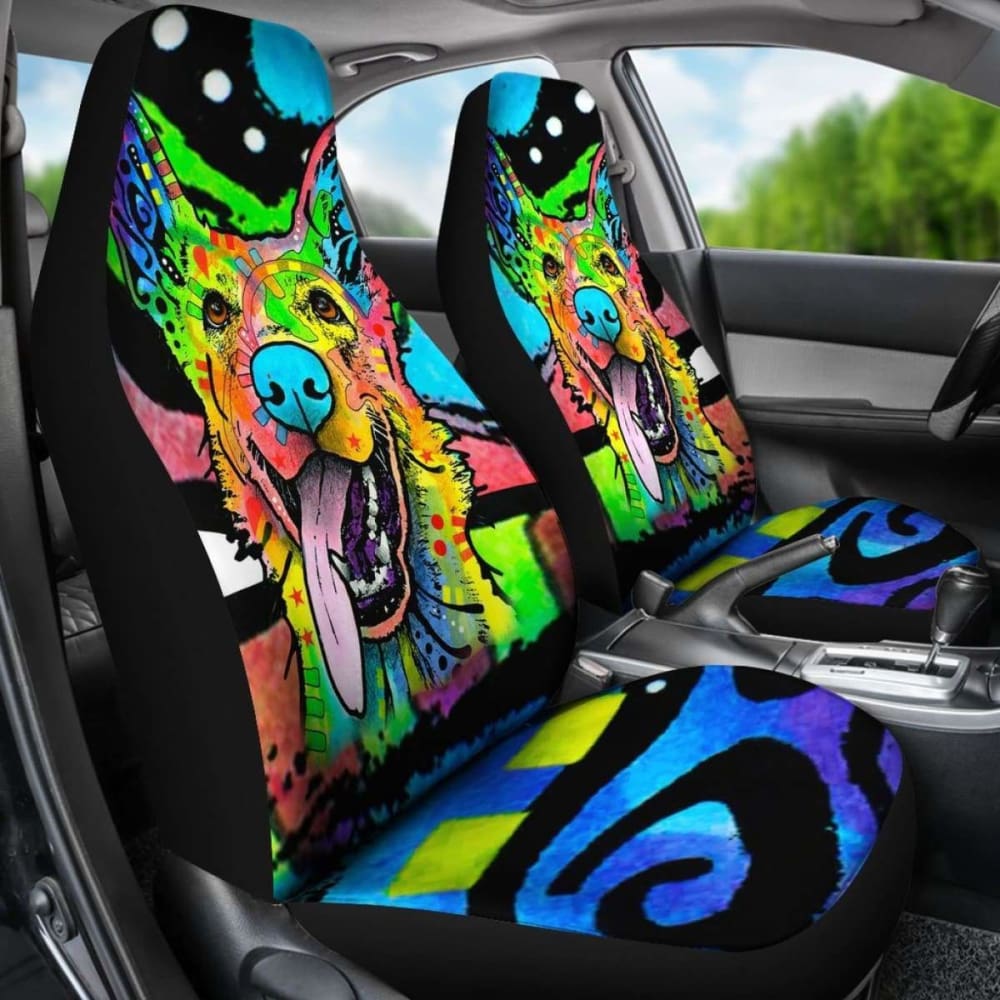 German Shepherd Design Car Seat Covers Colorful Back