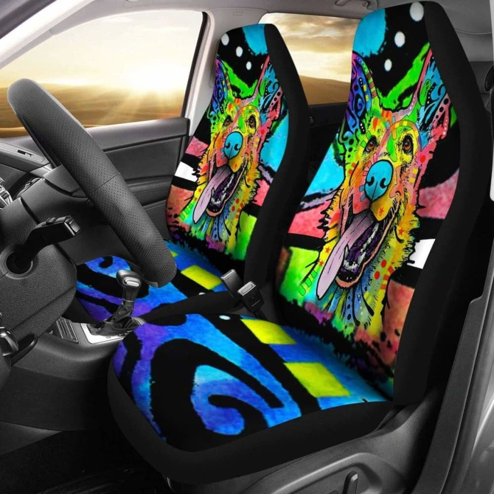 German Shepherd Design Car Seat Covers Colorful Back